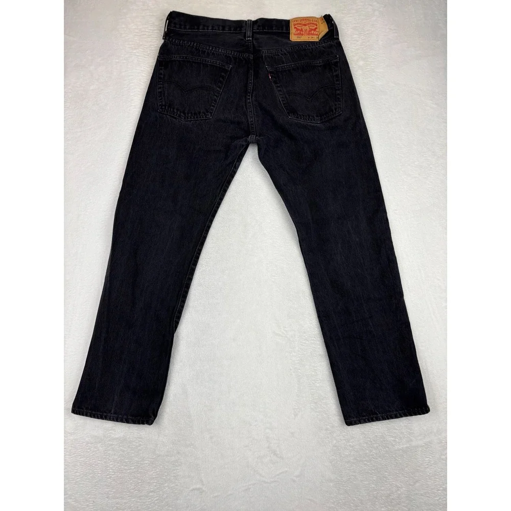 Levis 501 Mens 34x30 Jeans Fuzzy Black Washed Denim Grungy Fades